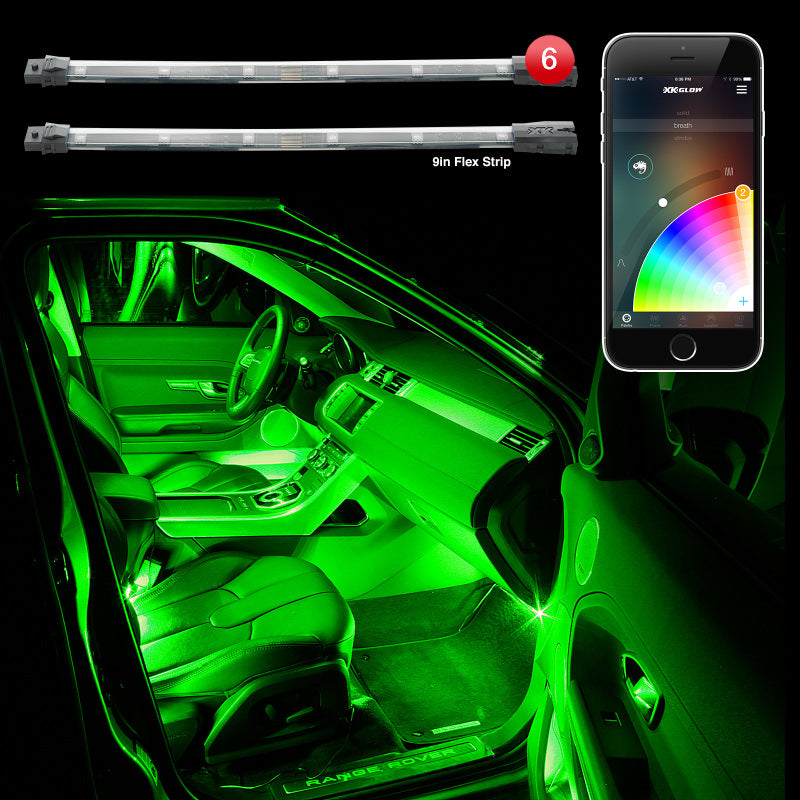 XK Glow Flex Strip Million Color XCHROME Smartphone App Controlled Undercar Kit 6x10In-Light Accessories and Wiring-XKGLOW