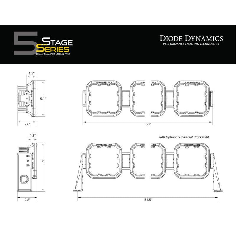 Diode Dynamics Jeep JL SS5 Sport CrossLink Windshield - White Combo Lightbar Kit-Light Bars & Cubes-Diode Dynamics-195995125965-
