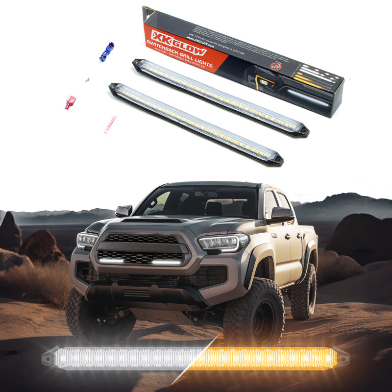 XK Glow 9In Switchback Grill Lights with Start-up Animation & Sequential Turn Signals-Light Bars & Cubes-XKGLOW