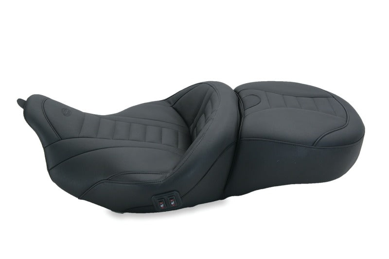 Mustang 08-21 Harley Electra Glide, Rd Glide, Rd King, Str Glide Heated 1PC Seat Deluxe-Black Mustang Motorcycle