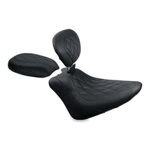 Load image into Gallery viewer, Mustang 11-13 Harley Blackline,12-17 Slim/Slim S Wide Touring Solo Seat w/Dr Backrest Diam - Black Mustang Motorcycle