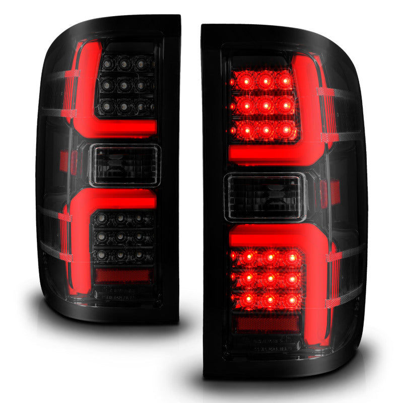 ANZO 15-19 Chevrolet Silverado 2500 HD/3500 HD LED Taillight w/ Sequential Black Housing/Smoke Lens-Tail Lights-ANZO