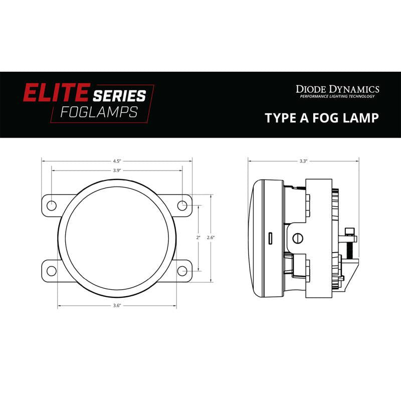 Diode Dynamics Elite Series Type A Fog Lamps - Yellow (Pair)-Fog Lights-Diode Dynamics-195995127235-