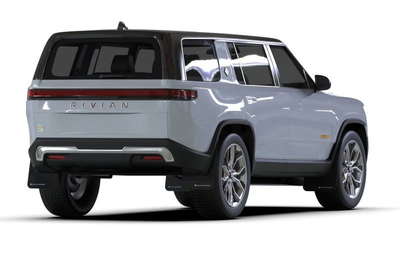Rally Armor 2022+ Rivian R1S Black UR Mud Flap w/ Light Blue Logo-Mud Flaps-Rally Armor