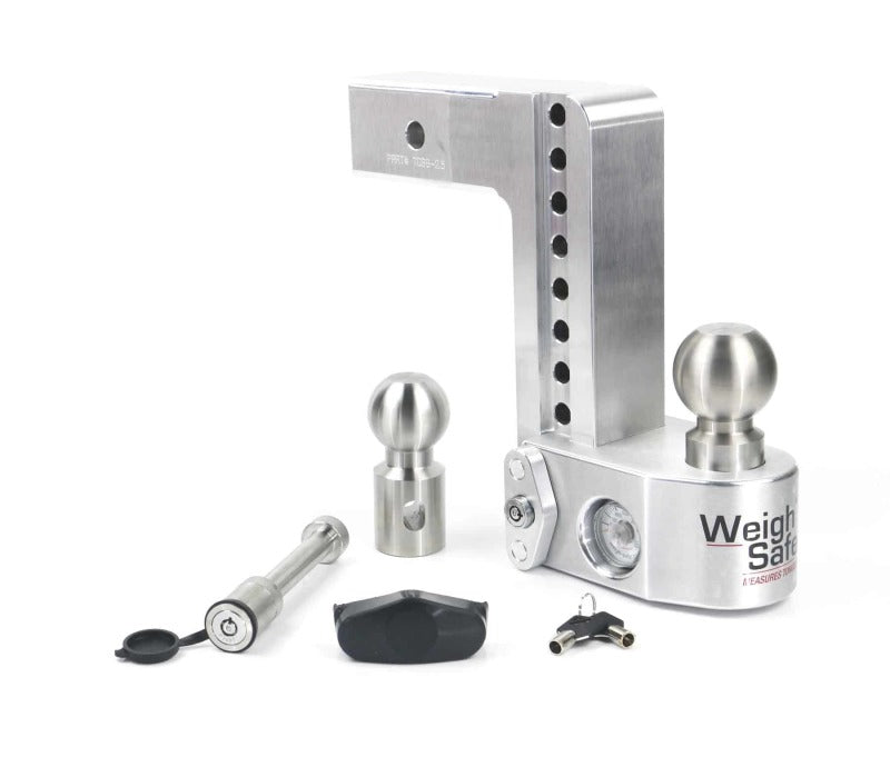 Weigh Safe 8in Drop Hitch w/Built-in Scale & 2.5in Shank (10K/18.5K GTWR) w/WS05 - Aluminum-Hitch Ball Mounts-Weigh Safe