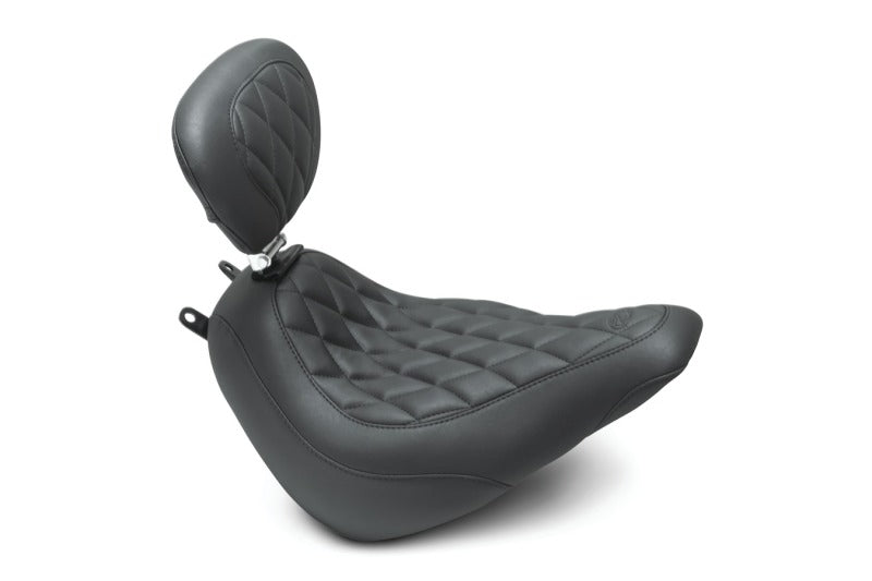 Mustang 18-21 Harley Heritage Classic, Deluxe Wide Tripper Solo Seat w/Driver Backrest - Black Mustang Motorcycle