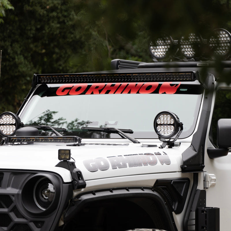Go Rhino Universal Blackout Combo Series 50in Double Row LED Light Bar w/ Amber Lighting - Black-Bed Racks-Go Rhino