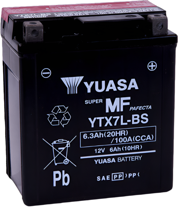 Yuasa YTX7L-BS Maintenance Free AGM 12 Volt Battery (Bottle Supplied)-Batteries-Yuasa Battery