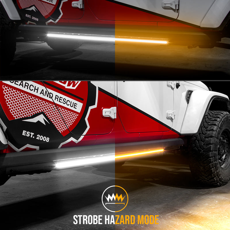 XK Glow Jeep & Truck Running Board Light w/ Turn Signal 2x48in White + Amber-Light Accessories and Wiring-XKGLOW
