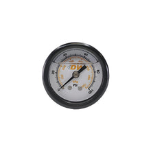 Load image into Gallery viewer, DeatschWerks 0-100 PSI 1/8in NPT Mechanical Fuel Pressure Gauge 1.5in Diameter Black Housing DeatschWerks