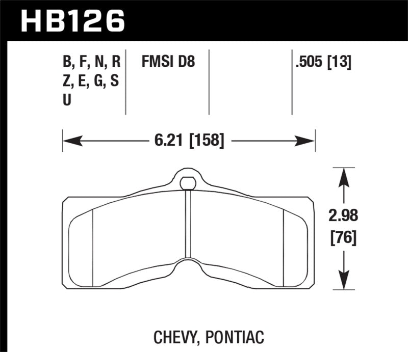 Hawk 78-82 Chevy Corvette H-10 Performance Front Brake Pads Hawk Performance