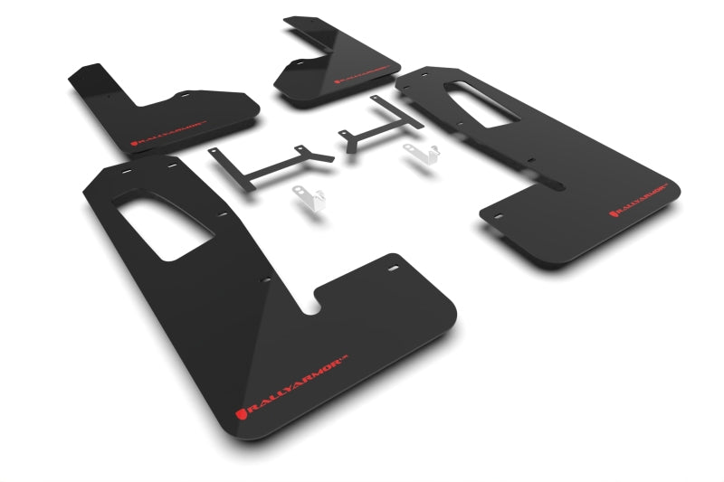 Rally Armor 2022+ Rivian R1S Black UR Mud Flap w/ Red Logo-Mud Flaps-Rally Armor