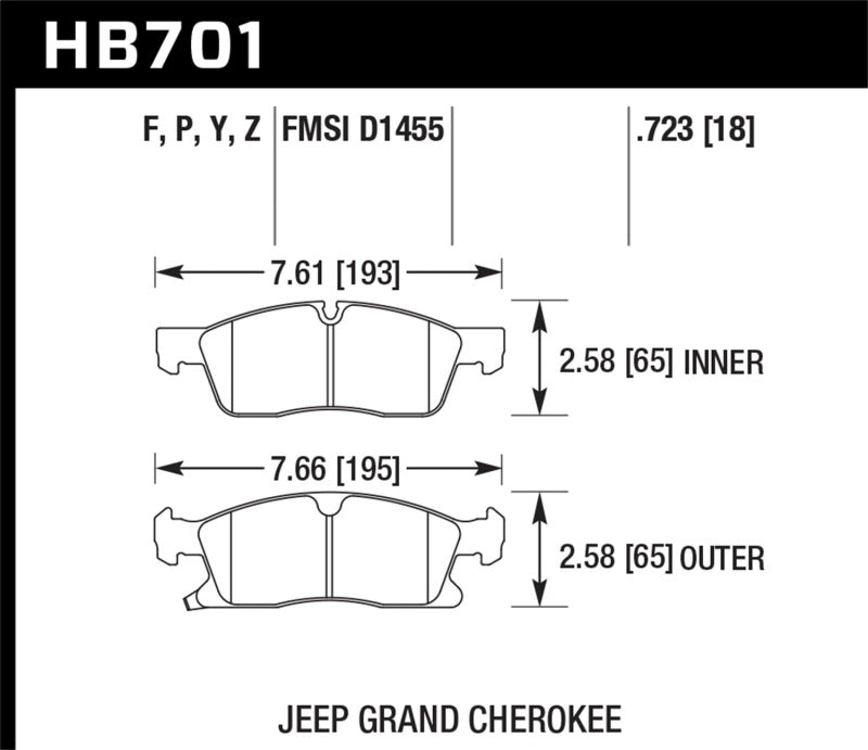 Hawk 11-12 Dodge Durango / 11-12 Jeep Grand Cherokee Perf Ceramic Front Street Brake Pads-Brake Pads - Performance-Hawk Performance