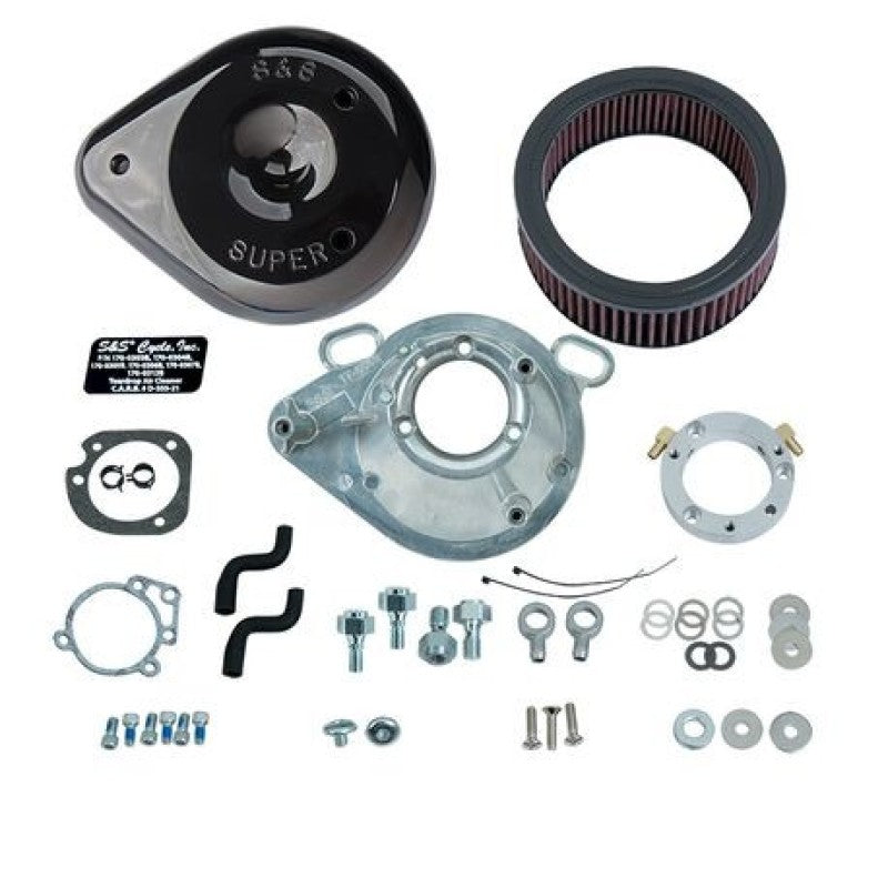 S&S Cycle 01-17 Stock EFI BT Models Teardrop Air Cleaner Kit - Gloss Black S&S Cycle