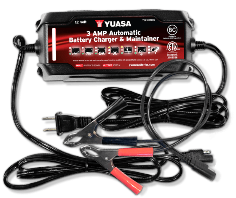 Yuasa 3 Amp Charger & Maintainer (12V)-Battery Accessories-Yuasa Battery