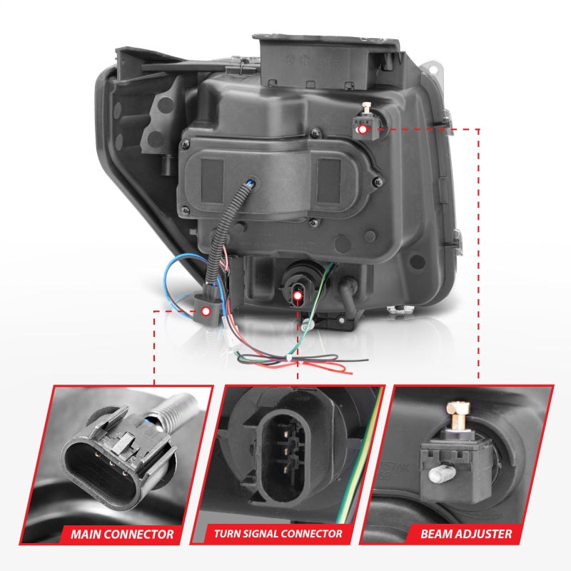 ANZO 2007-2012 Dodge Nitro Projector Headlights w/ Halo Black (CCFL) G2 ANZO