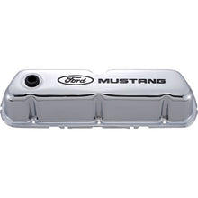 Load image into Gallery viewer, Ford Racing Ford Mustang Logo Stamped Steel Chrome Valve Covers Ford Racing