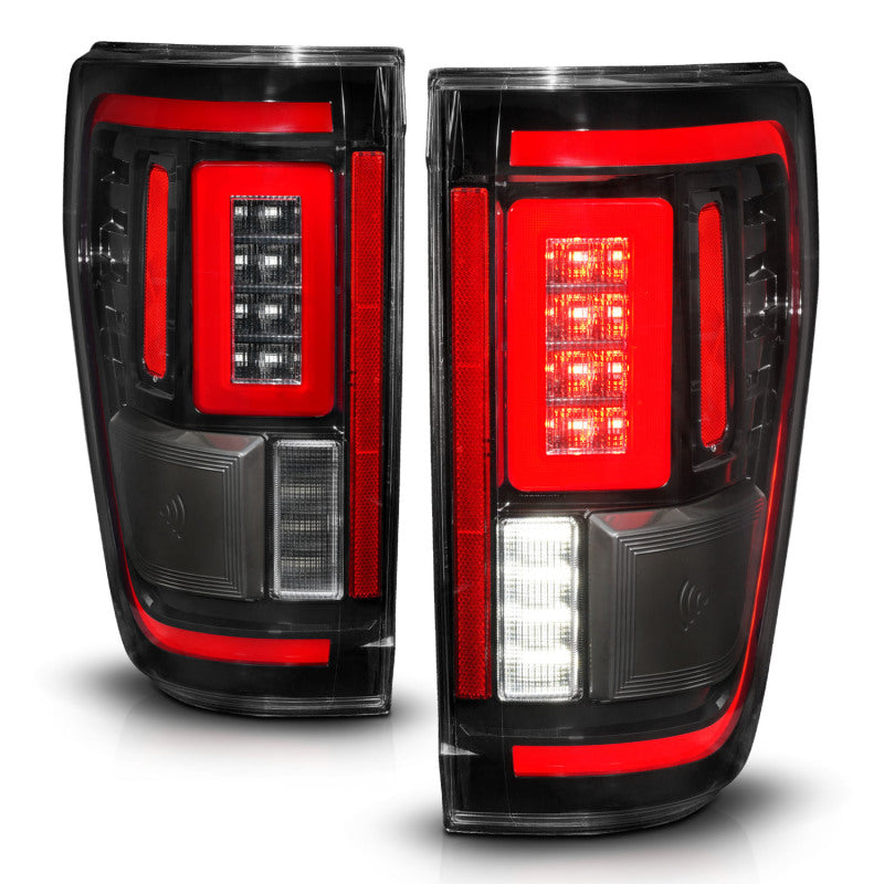 ANZO 21-23 Ford F-150 LED Taillights Seq. Signal w/BLIS Cover - Black Housing-Tail Lights-ANZO