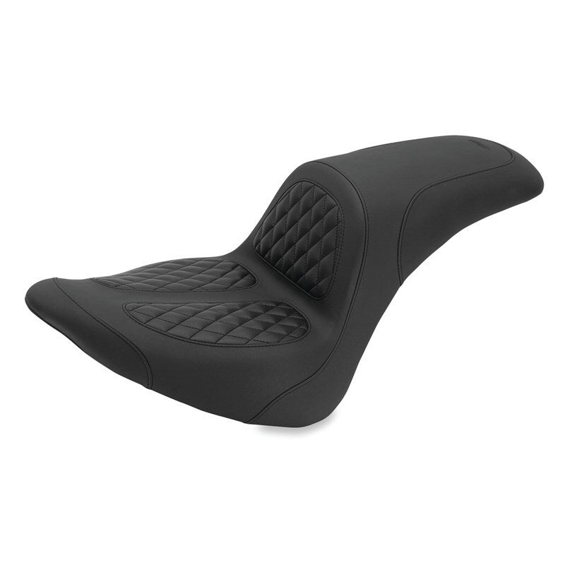 Mustang 06-17 Harley Softail Wide Tire (200mm) Fastback 1PC Seat w/Diamond Stitch - Black Mustang Motorcycle