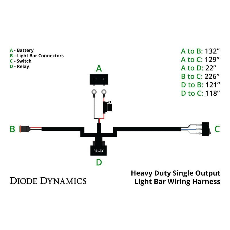Diode Dynamics Heavy Duty (Single) Output Light Bar Wiring Harness-Light Accessories and Wiring-Diode Dynamics
