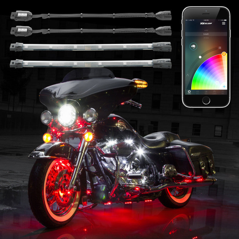 XK Glow Strip Million Color XKCHROME Smartphone App ATV/Motorcycle LED Light Kit 6xPod + 2x10In-Light Accessories and Wiring-XKGLOW