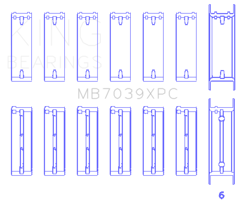 King BMW M20/M50 2.0L/2.5L/2.7L Crankshaft Main Bearings Set (Size .026) - 7 Pairs Coated-Bearings-King Engine Bearings
