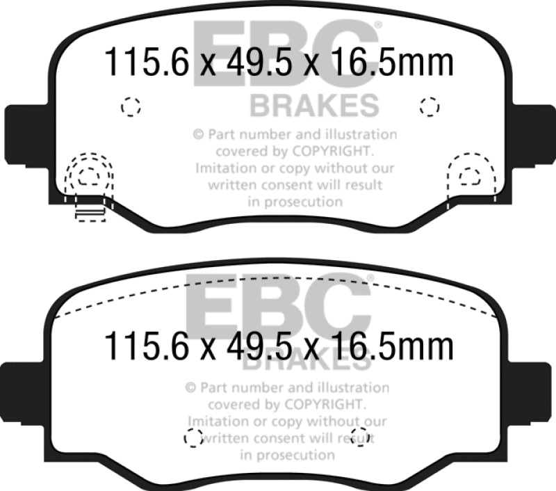 EBC 15+ Fiat 500X 1.4 Turbo Yellowstuff Rear Brake Pads - Black Ops Auto Works