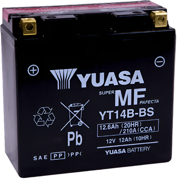 Yuasa YT14B-BS Maintenance Free 12 Volt AGM Battery (Bottle Supplied)-Batteries-Yuasa Battery