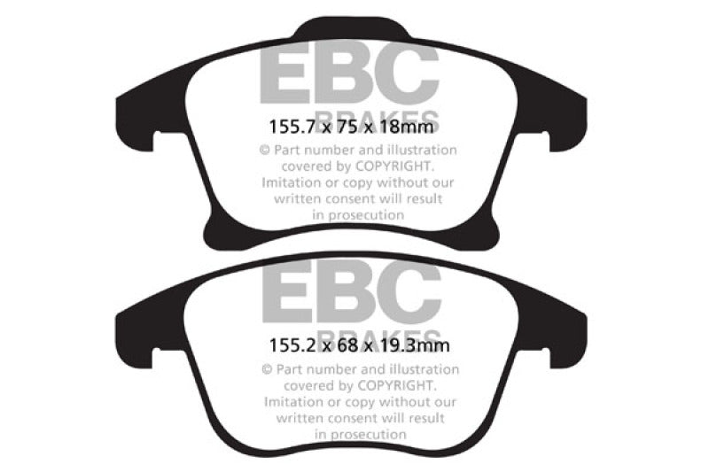 EBC 13+ Ford Fusion 1.6 Turbo Redstuff Front Brake Pads-Brake Pads - Performance-EBC
