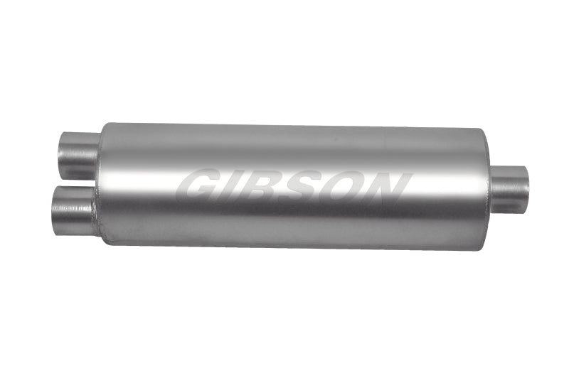 Gibson SFT Superflow Dual/Center Round Muffler - 8x24in/3in Inlet/4in Outlet - Stainless Gibson