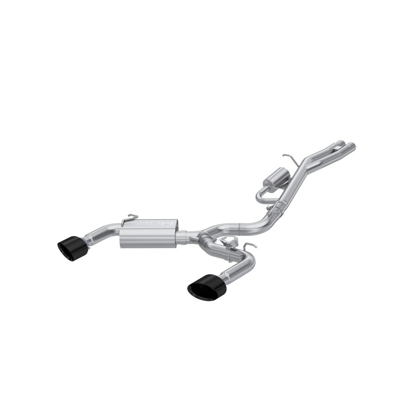 T304 Stainless Steel 3 Cat-Back Dual Split Rear with Oval Black Chrome Tips-Axle Back-MBRP-882963133236-