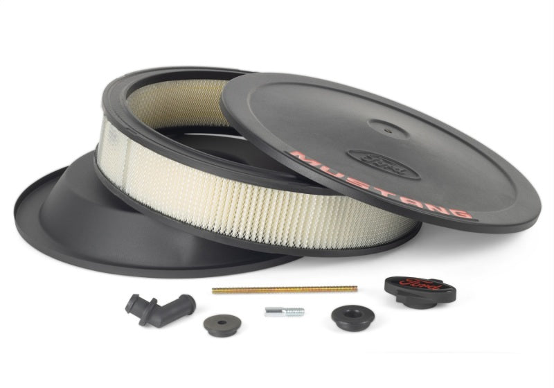 Ford Racing Air Cleaner Kit - Black Crinkle Finish w/ Red Mustang Emblem Ford Racing