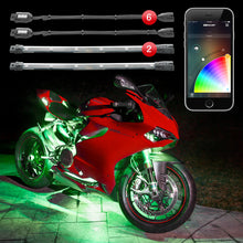 Load image into Gallery viewer, XK Glow Strip Million Color XKCHROME Smartphone App ATV/Motorcycle LED Light Kit 6xPod + 2x10In-Light Accessories and Wiring-XKGLOW