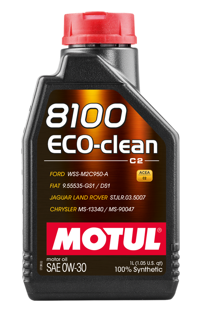 Motul 1L Synthetic Engine Oil 8100 Eco-Clean 0W30 12X1L - C2/API SM/ST.JLR 03.5007 - 1L - Black Ops Auto Works