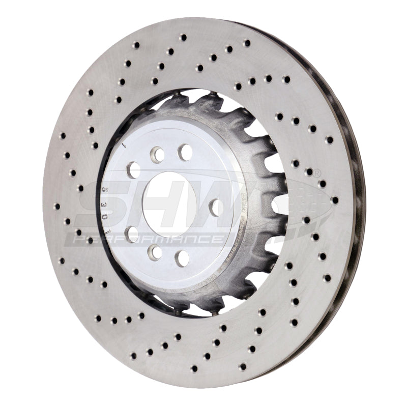 SHW 2020 BMW X5 M 4.4L Left Rear Cross-Drilled Lightweight Brake Rotor (34208074285) SHW Performance