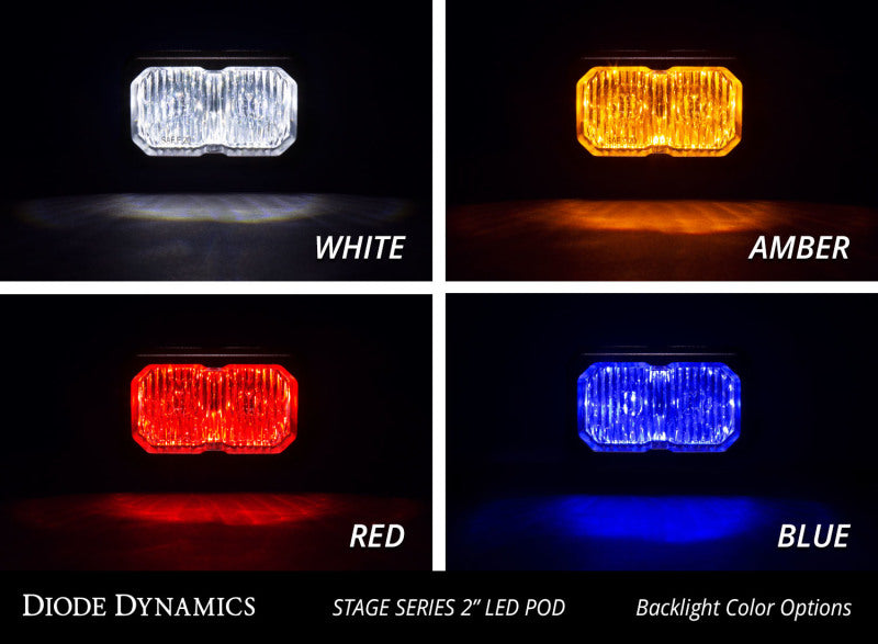 Diode Dynamics Stage Series 2 In LED Pod Pro - White Flood Flush RBL (Pair) Diode Dynamics