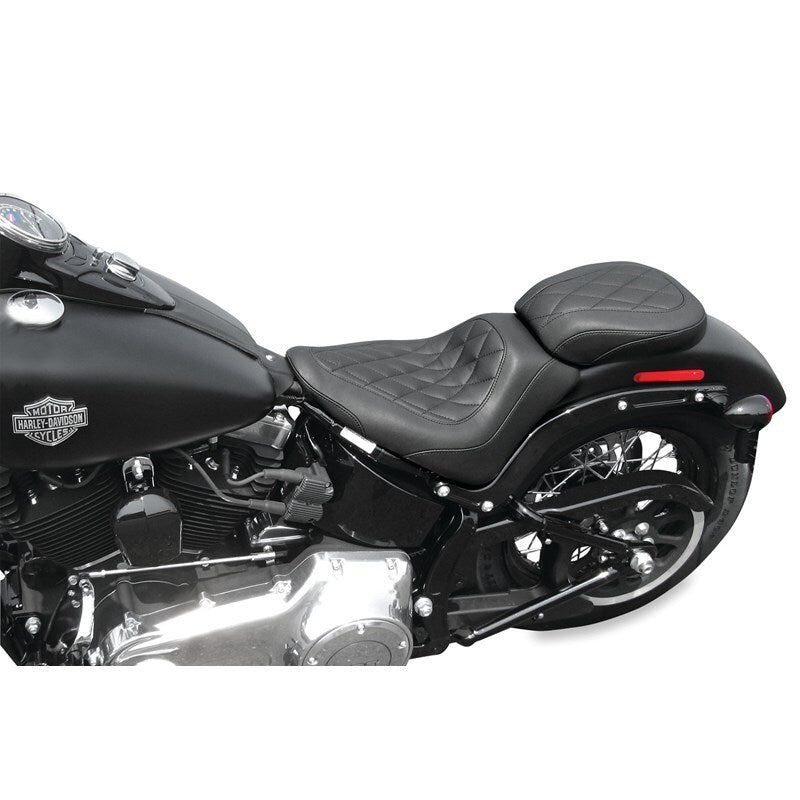 Mustang 11-13 Harley Blackline, 12-17 Slim,Slim S Wide Tripper Solo Seat Diamond Stitch - Black Mustang Motorcycle