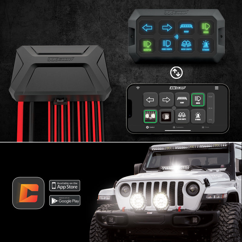 XK Glow XKcommand Bluetooth Switch Panel for Lights 12V Accessory Offroad-Switch Panels-XKGLOW