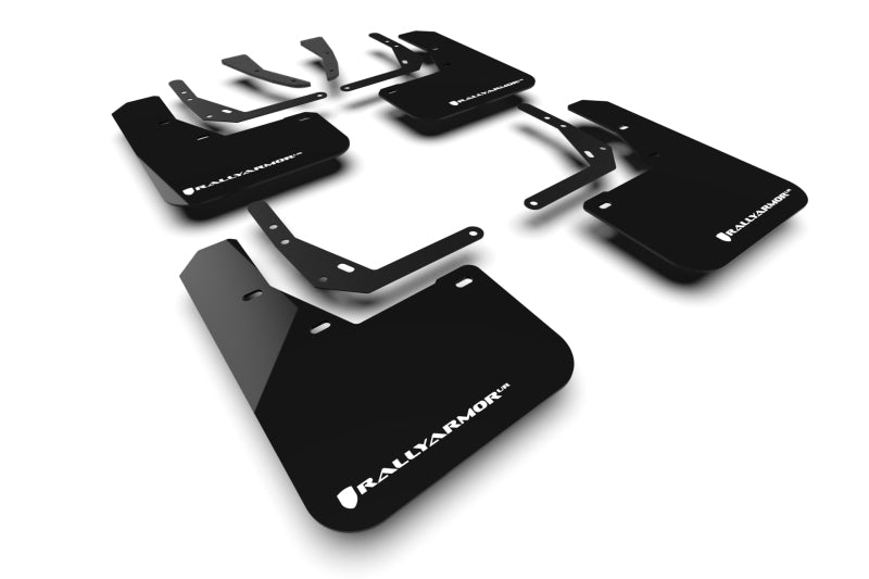 Rally Armor 2024 Hyundai Kona EV Black UR Mud Flap - White Logo-Mud Flaps-Rally Armor