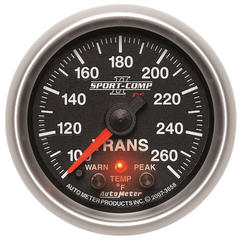 Autometer Elite 52.4mm 100-260F Transmission Temprature Peak & Warn w/ Electronic Control Gauge-Gauges-AutoMeter