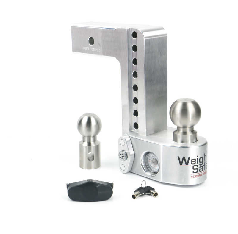 Weigh Safe 8in Drop Hitch w/Built-in Scale & 2.5in Shank (10K/18.5K GTWR) - Aluminum-Hitch Ball Mounts-Weigh Safe