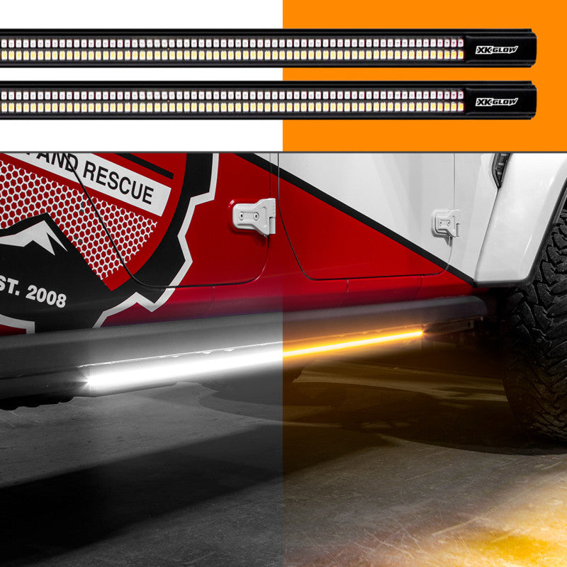 XK Glow Jeep & Truck Running Board Light w/ Turn Signal 2x60in White + Amber-Light Accessories and Wiring-XKGLOW