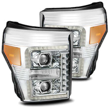 Load image into Gallery viewer, AlphaRex 11-16 Ford F-250 SD PRO-Series Projector Headlights Plank Style Design Chrome w/Seq Signal - Black Ops Auto Works