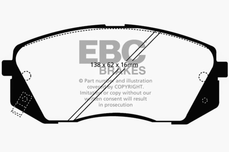 EBC 15+ Hyundai Sonata 1.6 Turbo (Elec Park Brake) Yellowstuff Front Brake Pads-Brake Pads - Performance-EBC