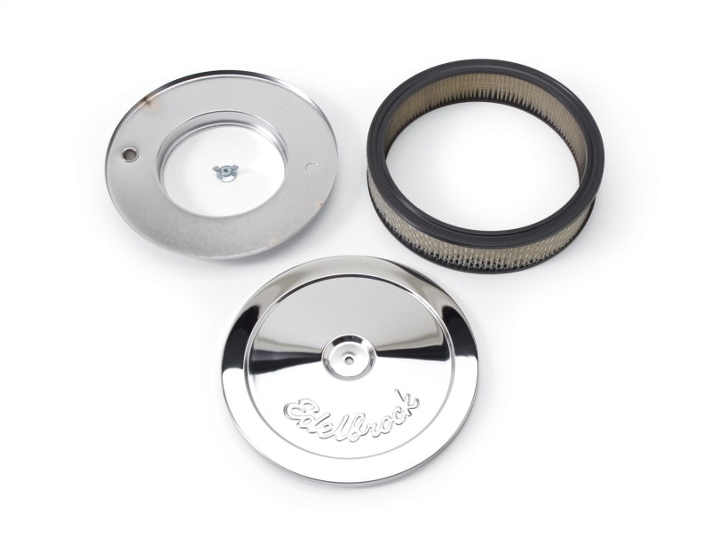 Edelbrock Air Cleaner Pro-Flo Series Round Steel Top Paper Element 10In Dia X 3 5In Chrome Edelbrock