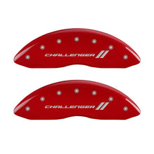 Load image into Gallery viewer, MGP 4 Caliper Covers Engraved Front &amp; Rear With stripes/Challenger Red finish silver ch-Caliper Covers-MGP