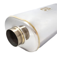 Load image into Gallery viewer, Stainless Bros 2.5in x 10in OAL SS304 Thin Oval Muffler (2.5in Offset In/2.5in Offset Out) - Polish Stainless Bros