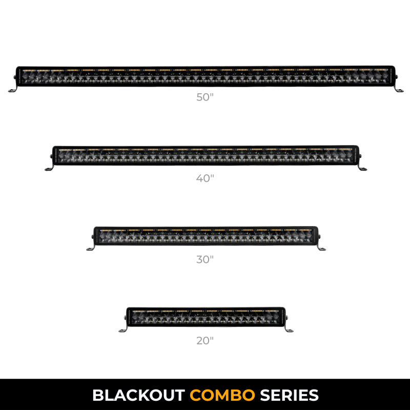 Go Rhino Universal Blackout Combo Series 50in Double Row LED Light Bar w/ Amber Lighting - Black-Bed Racks-Go Rhino