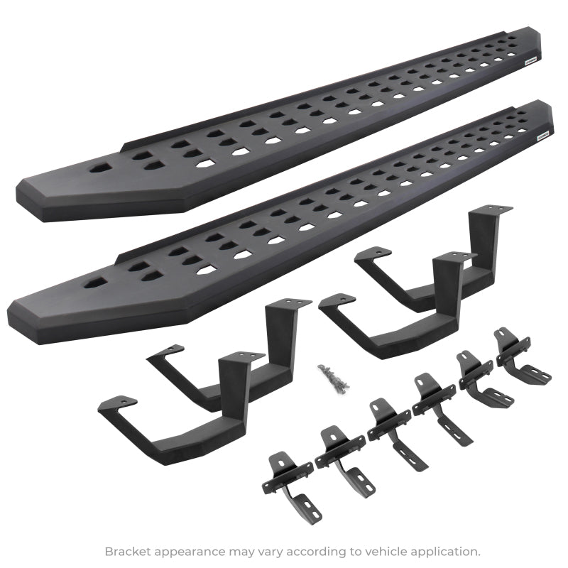 Go Rhino 2022 Toyota Tundra DC 4dr Kit w/RB20 Running Board + Brkts + 4 RB20 Drop Steps - Tex. Blk Go Rhino