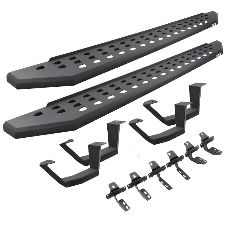 Go Rhino 2022 Toyota Tundra Crew Max Kit w/RB20 Running Board + Brkts + 4 RB20 Drop Steps - Tex. Blk Go Rhino